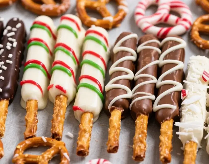 Colorful Christmas Pretzel Rods