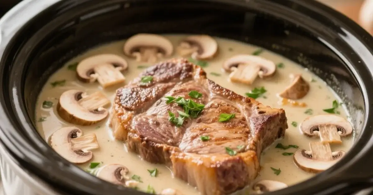 pork chops in mushroom soup in slow cooker