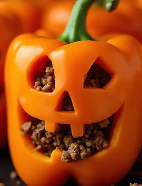 Stuffed Bell Pepper Jack-O’-Lanterns