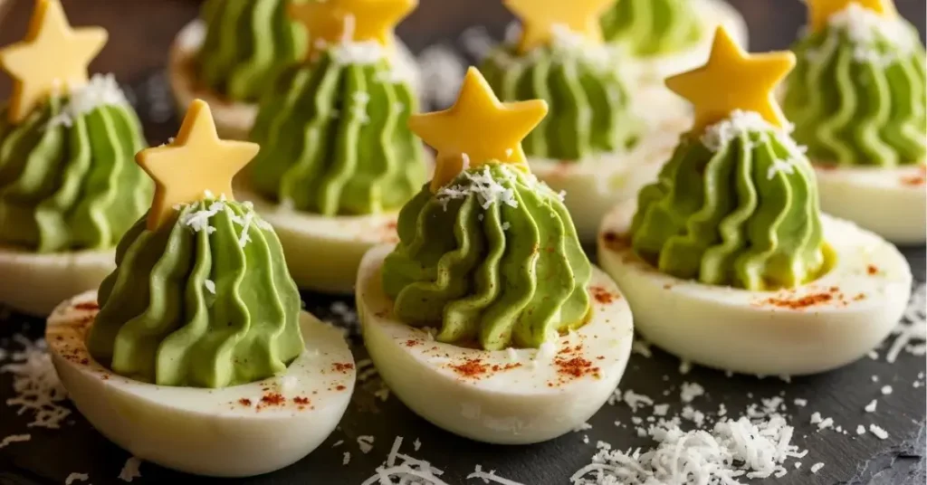 Christmas tree deviled eggs