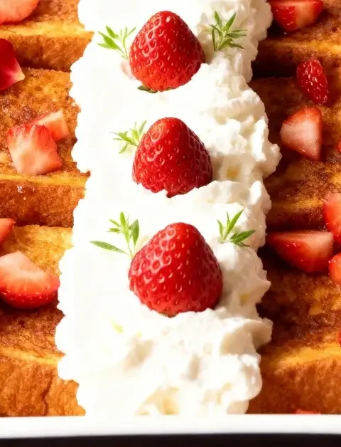 BAKED STRAWBERRIES AND CREAM FRENCH TOAST