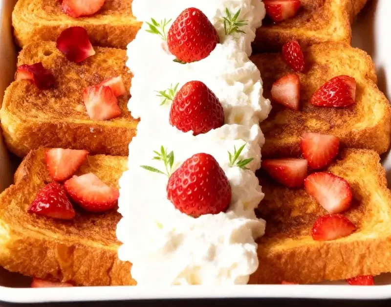 BAKED STRAWBERRIES AND CREAM FRENCH TOAST