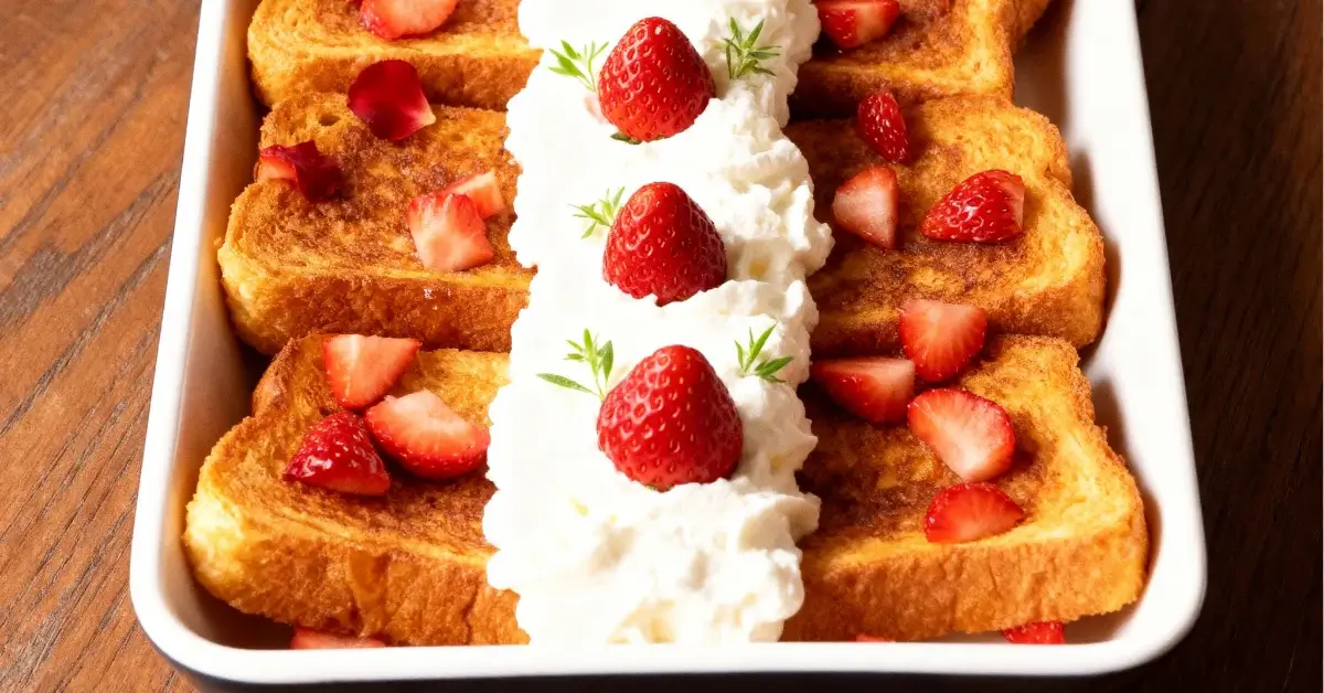 BAKED STRAWBERRIES AND CREAM FRENCH TOAST
