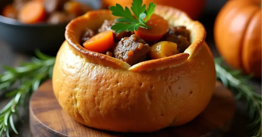 Beef stew in the style of a witch's cauldron