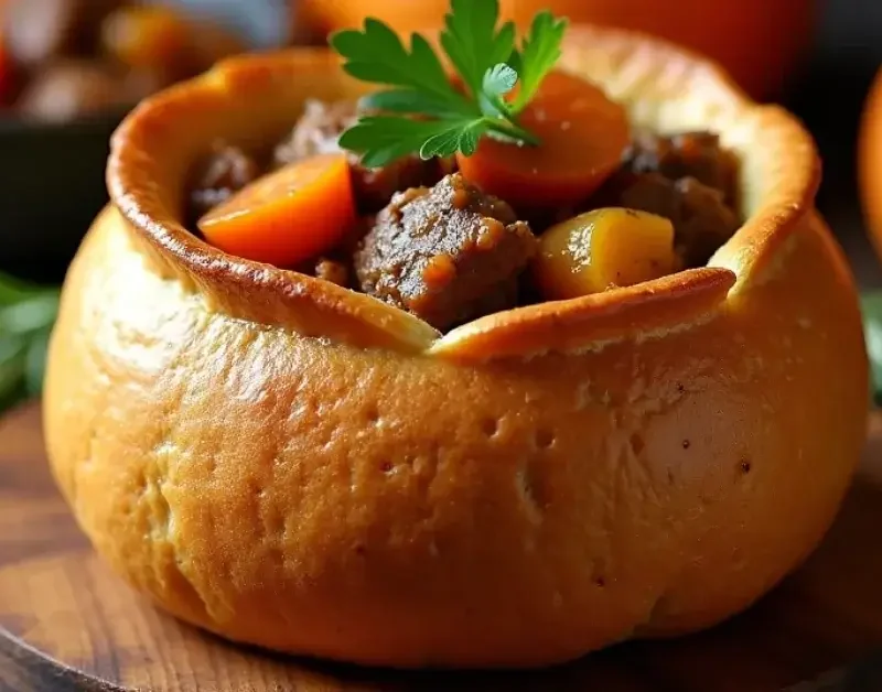 Beef stew in the style of a witch's cauldron