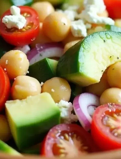 Chickpea Feta Avocado Salad