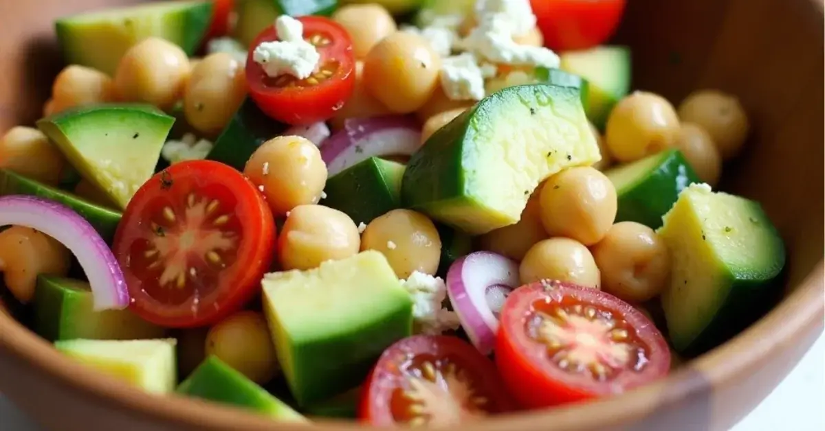 Chickpea Feta Avocado Salad