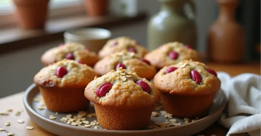 Rhubarb Oat Muffins