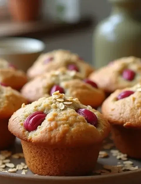 Rhubarb Oat Muffins