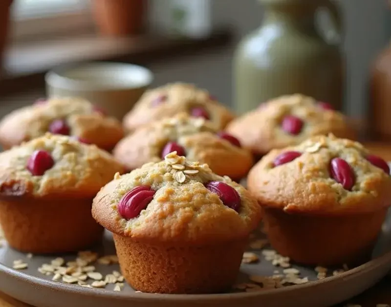 Rhubarb Oat Muffins
